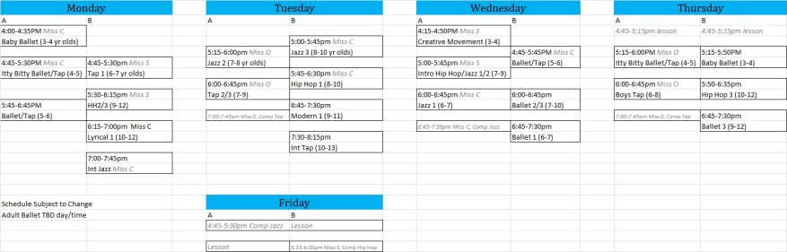 Schedule Pic for Blog